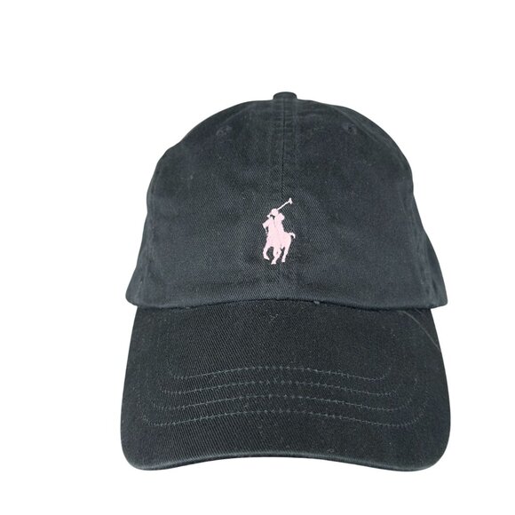 Ralph Lauren Polo Baseball Black Cap Adults Pink Logo Adjustable Strapback - Picture 4 of 11